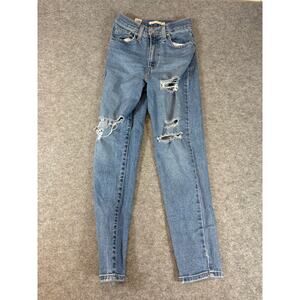 Vintage Y2K Levis Denim Boyfriend Jeans Womens 24x25 Blue Distressed Red Tab